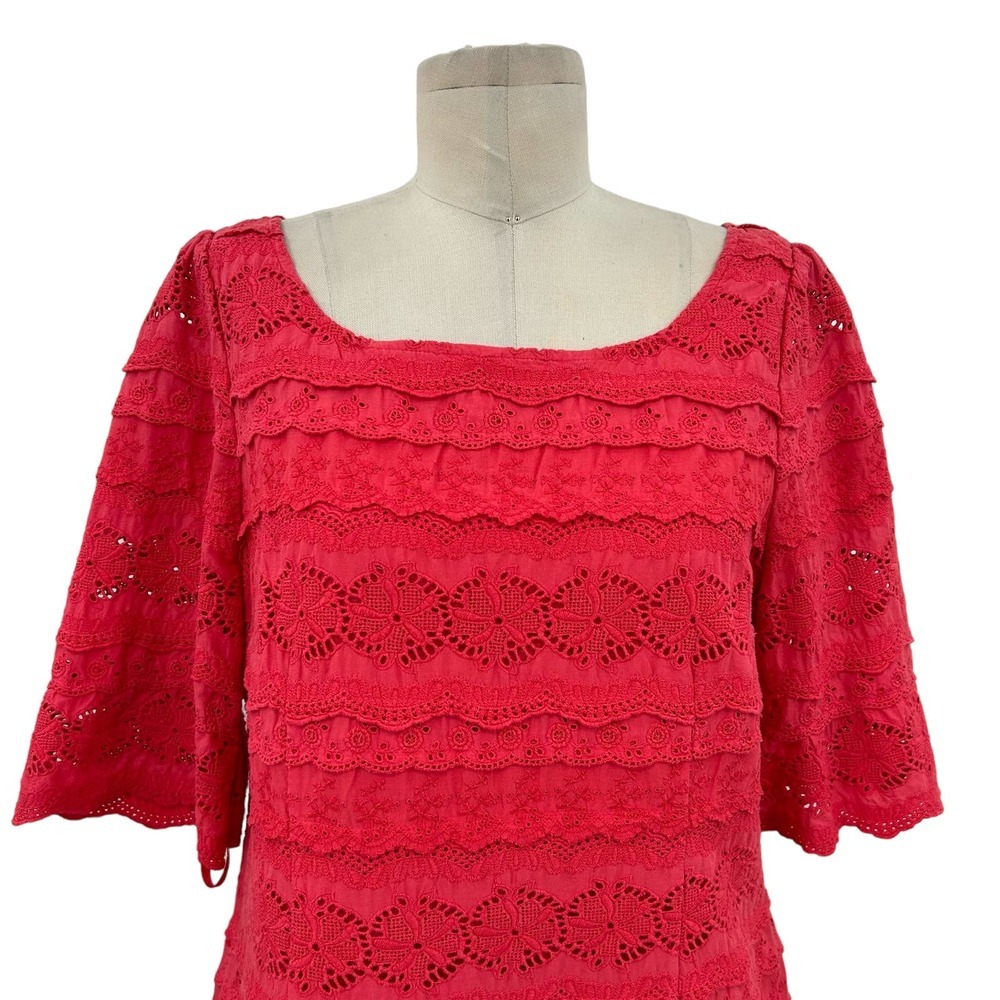 Anthropologie Red Eyelet Dress NWT